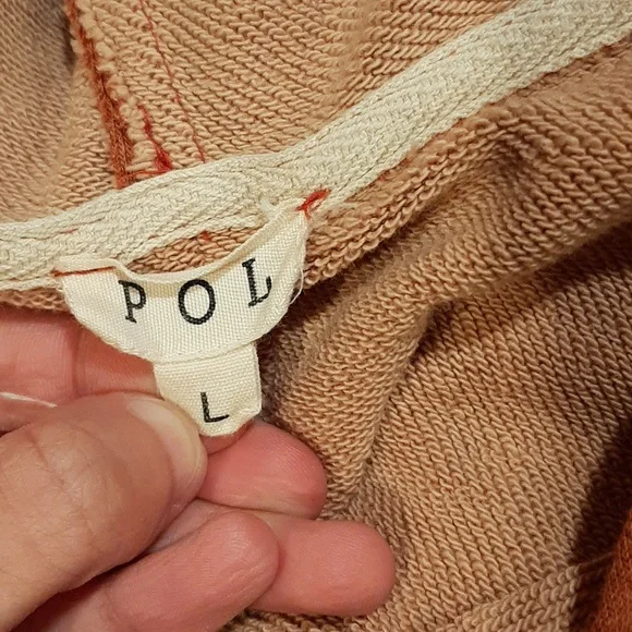 🎃POL Orange French Terry V-Neck Hooded Sweatshirt (L)🎃 - Picture 6 of 8